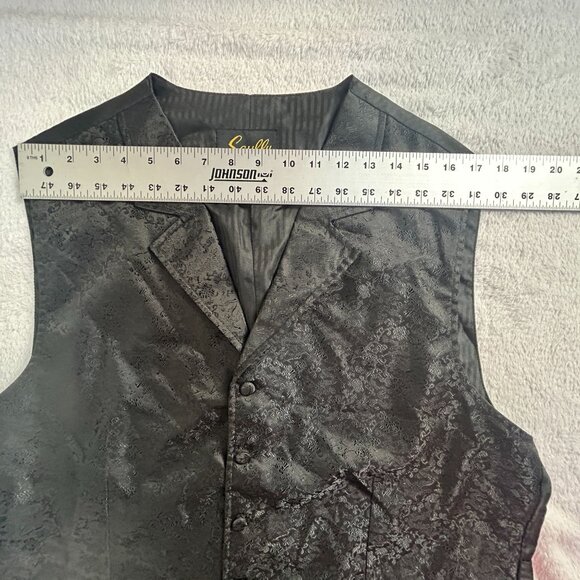Scully Mens Black Paisley Vest XL Button Front Gothic Notch Collar Lightweight - Picture 5 of 7